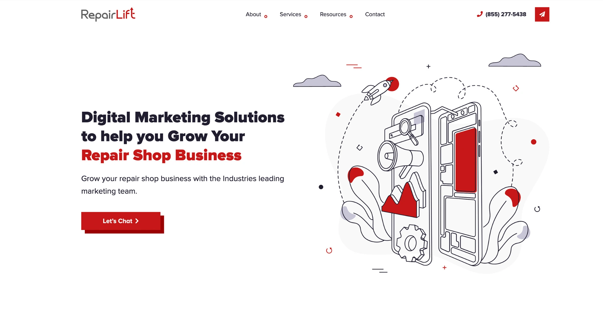Repair Lift website rebrand homepage design